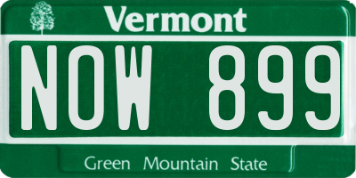 VT license plate NOW899