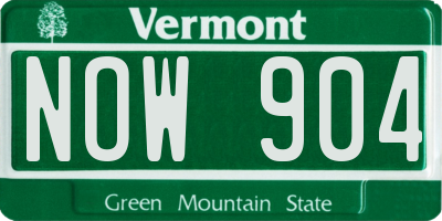 VT license plate NOW904