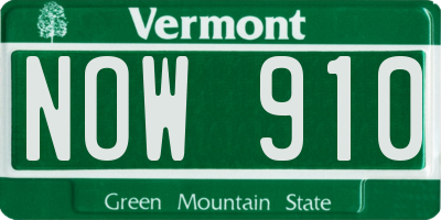 VT license plate NOW910