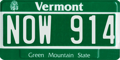 VT license plate NOW914