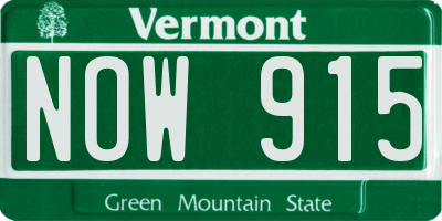 VT license plate NOW915