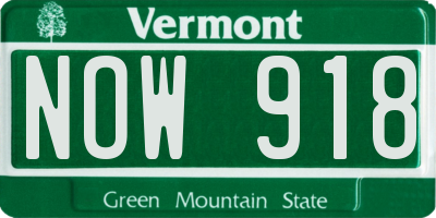 VT license plate NOW918