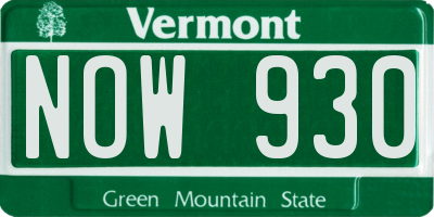 VT license plate NOW930