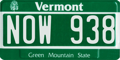 VT license plate NOW938
