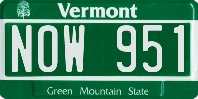 VT license plate NOW951