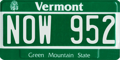 VT license plate NOW952