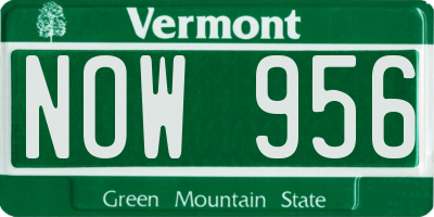 VT license plate NOW956