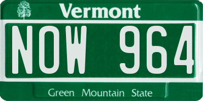 VT license plate NOW964
