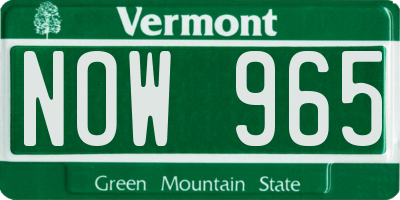 VT license plate NOW965