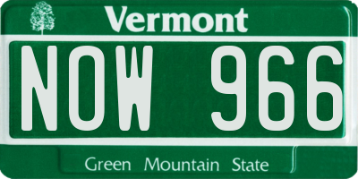 VT license plate NOW966