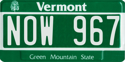 VT license plate NOW967