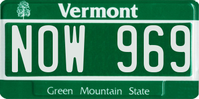 VT license plate NOW969