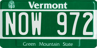 VT license plate NOW972