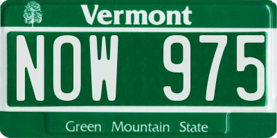 VT license plate NOW975