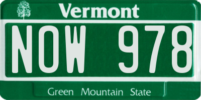 VT license plate NOW978