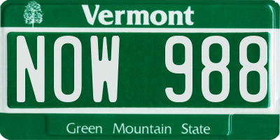 VT license plate NOW988