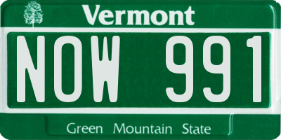 VT license plate NOW991