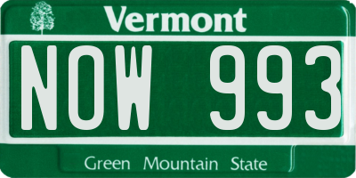 VT license plate NOW993