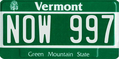 VT license plate NOW997