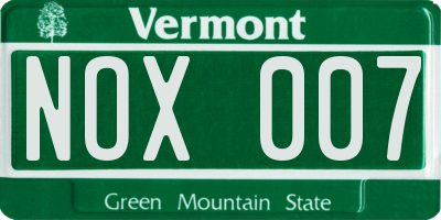 VT license plate NOX007
