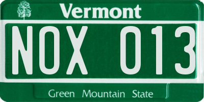VT license plate NOX013