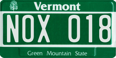 VT license plate NOX018