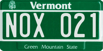 VT license plate NOX021