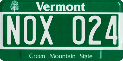 VT license plate NOX024