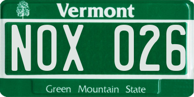 VT license plate NOX026