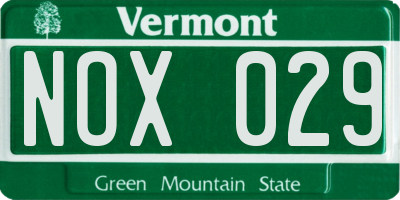 VT license plate NOX029