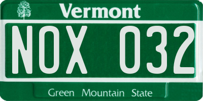 VT license plate NOX032
