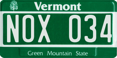 VT license plate NOX034