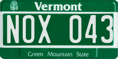 VT license plate NOX043