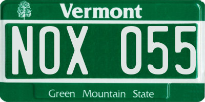 VT license plate NOX055