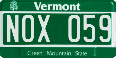 VT license plate NOX059