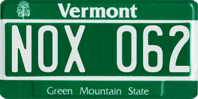 VT license plate NOX062