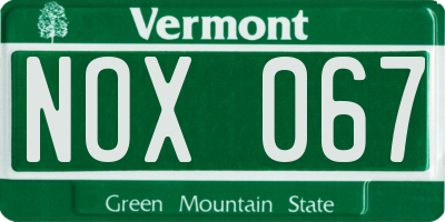 VT license plate NOX067