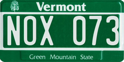 VT license plate NOX073
