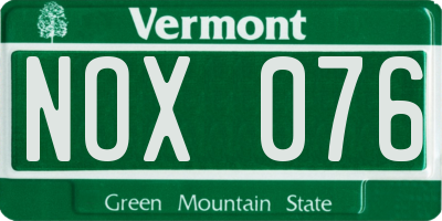 VT license plate NOX076