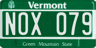 VT license plate NOX079