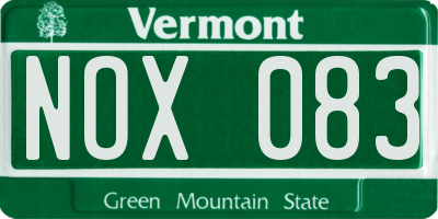 VT license plate NOX083