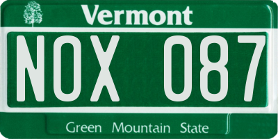 VT license plate NOX087