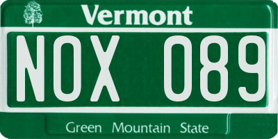VT license plate NOX089
