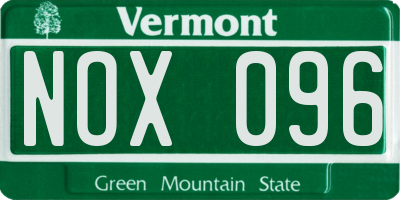 VT license plate NOX096