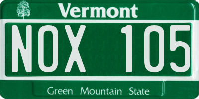 VT license plate NOX105