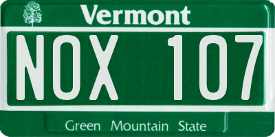 VT license plate NOX107