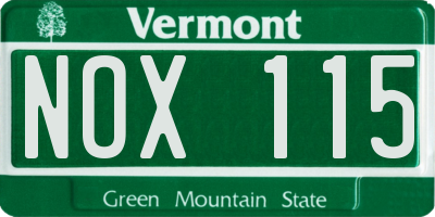 VT license plate NOX115