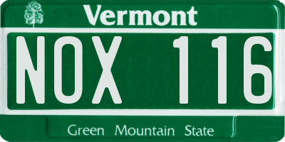 VT license plate NOX116