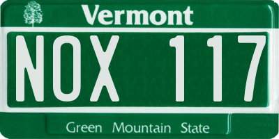 VT license plate NOX117