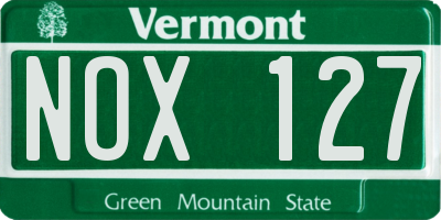 VT license plate NOX127